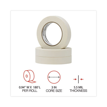 General-purpose Masking Tape, 3" Core, 24 Mm X 54.8 M, Beige, 3/pack