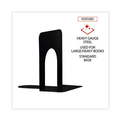 Economy Bookends, 4.75 X 5.25 X 5, Heavy Gauge Steel, Black, Pair