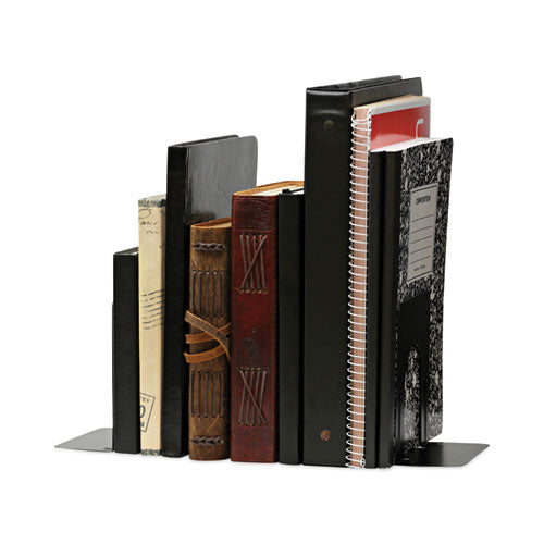 Economy Bookends, 4.75 X 5.25 X 5, Heavy Gauge Steel, Black, Pair