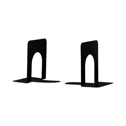 Deluxe Economy Bookends, Nonskid Base, 4.75 X 5.25 X 5, Heavy Gauge Steel, Black, Pair