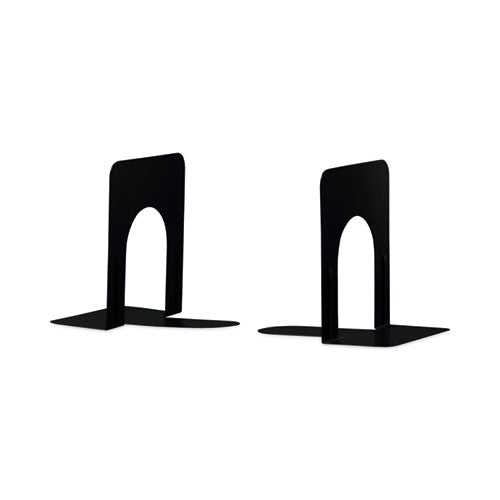 Deluxe Economy Bookends, Nonskid Base, 4.75 X 5.25 X 5, Heavy Gauge Steel, Black, Pair