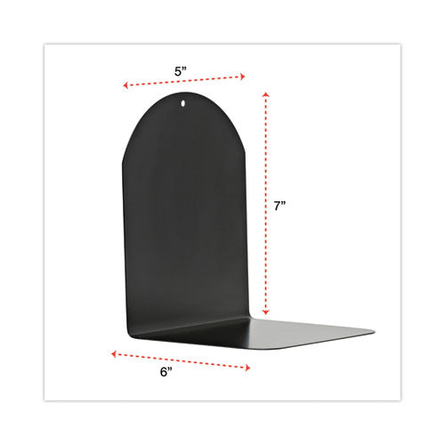 Magnetic Bookends, Magnetic Base, 6 X 5 X 7, Metal, Black, Pair