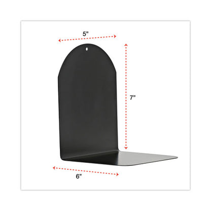 Magnetic Bookends, Magnetic Base, 6 X 5 X 7, Metal, Black, Pair