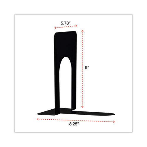 Jumbo Economy Bookends, Standard, 5.88 X 8.25 X 9, Heavy Gauge Steel, Black, Pair