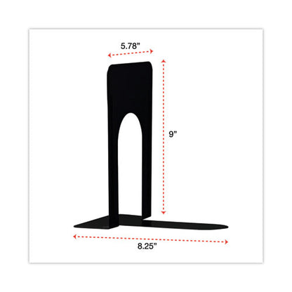 Jumbo Economy Bookends, Standard, 5.88 X 8.25 X 9, Heavy Gauge Steel, Black, Pair