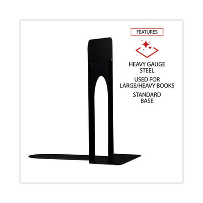 Jumbo Economy Bookends, Standard, 5.88 X 8.25 X 9, Heavy Gauge Steel, Black, Pair