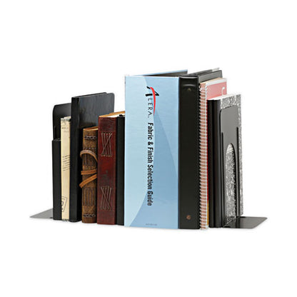 Jumbo Deluxe Economy Bookends, Nonskid Base, 5.88 X 8.25 X 9, Heavy Gauge Steel, Black, Pair