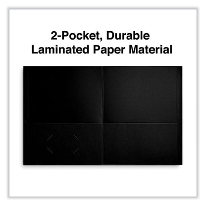 Two-pocket Portfolio, Embossed Leather Grain Paper, 11 X 8.5, Black, 25/box