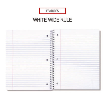 Wirebound Notebook, 1-subject, Wide/legal Rule, Assorted Cover Colors, (70) 10.5 X 8 Sheets, 4/pack