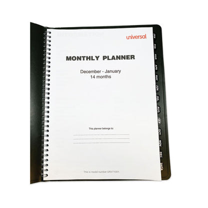 Monthly Planner, 11 X 8, Black Cover, 14-month: Dec 2025 To Jan 2027