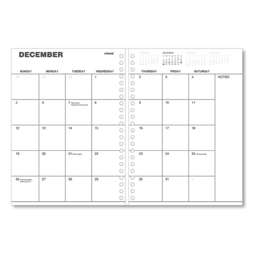 Monthly Planner, 11 X 8, Black Cover, 14-month: Dec 2025 To Jan 2027