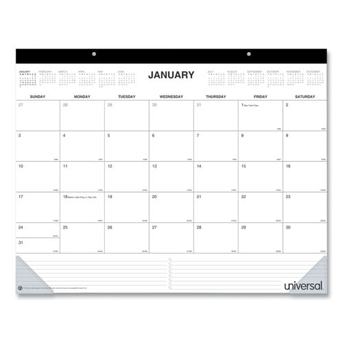 Desk Pad Calendar, 22 X 17, White Sheets, Black Binding, Clear Corners, 12-month (jan To Dec): 2026