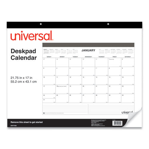 Desk Pad Calendar, 22 X 17, White Sheets, Black Binding, Clear Corners, 12-month (jan To Dec): 2026
