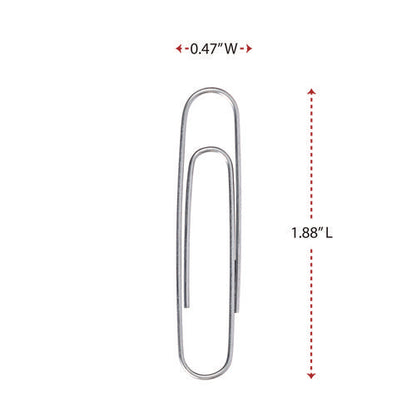 Paper Clips, Jumbo, Smooth, Silver, 100 Clips/box, 10 Boxes/pack