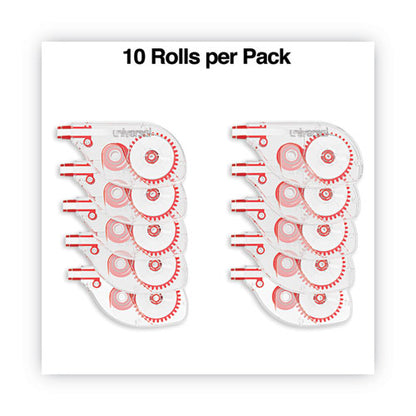 Side-application Correction Tape, Non-refillable, Transparent Gray/red Applicator, 0.2" X 393", 10/pack