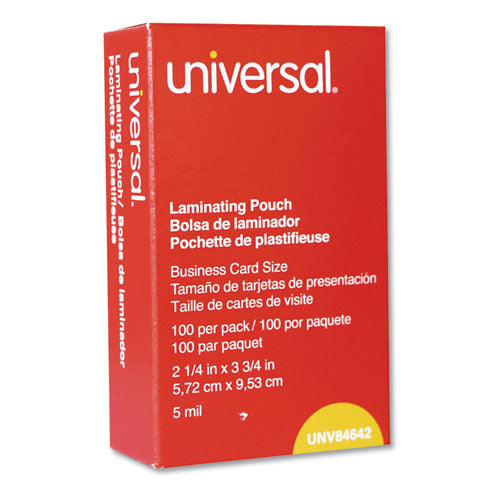 Laminating Pouches, 5 Mil, 3.75" X 2.25", Gloss Clear, 100/box