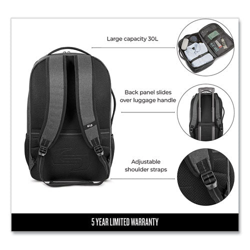 Grand Travel Tsa Backpack, 17.3", 11.88 X 7 X 19, Dark Gray