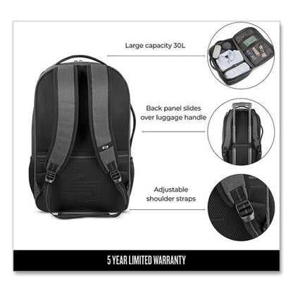 Grand Travel Tsa Backpack, 17.3", 11.88 X 7 X 19, Dark Gray