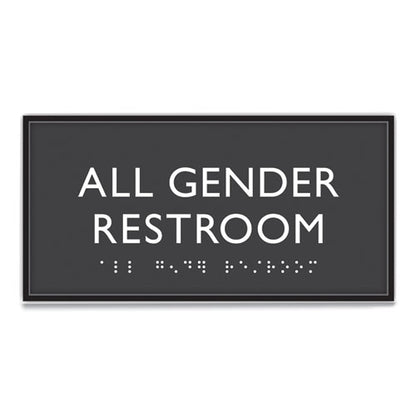 Ada Sign, All Gender Restroom, Plastic, 4 X 4, Clear/white