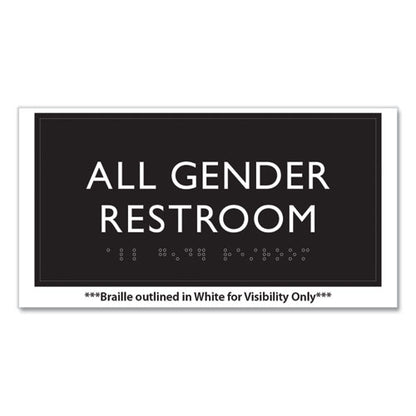 Ada Sign, All Gender Restroom, Plastic, 4 X 4, Clear/white