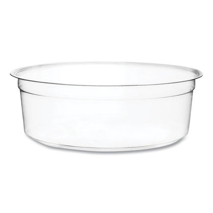 Round Deli Pots, Compostable, 8 Oz, 4.6" Diameter X 1.5" H, Clear, Plastic, 500/carton