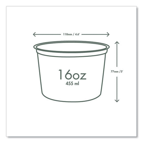 Round Deli Pots, Compostable, 16 Oz, 4.6 Diameter X 3" H, Clear, Plastic, 500/carton