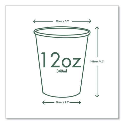 89-series Hot Cup, 12 Oz, Paper, White/green, 1,000/carton