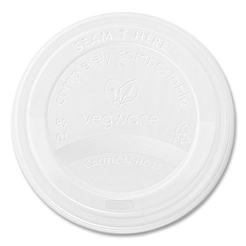 89 Series Hot Cup Lids, Fits Vegware 89-series Hot Cups, Plastic, White, 1,000/carton