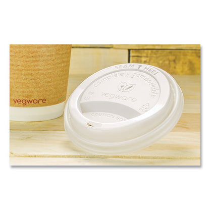 89 Series Hot Cup Lids, Fits Vegware 89-series Hot Cups, Plastic, White, 1,000/carton
