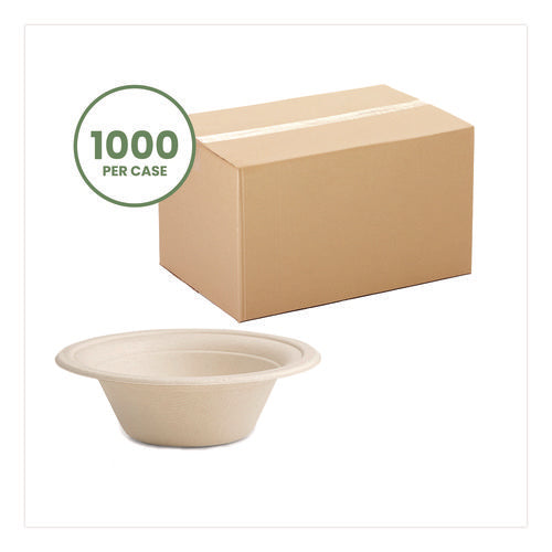 Nourish Molded Fiber Tableware, Compostable, Bowl, Sugarcane, 12 Oz, White, 1,000/carton