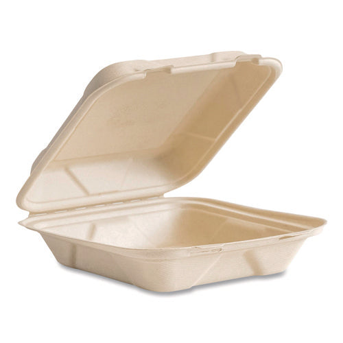 Nourish Molded Fiber Takeout Containers, Compostable, 7.9 X 7.9 X 2.9, White, Sugarcane, 200/carton
