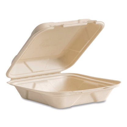 Nourish Molded Fiber Takeout Containers, Compostable, 7.9 X 7.9 X 2.9, White, Sugarcane, 200/carton