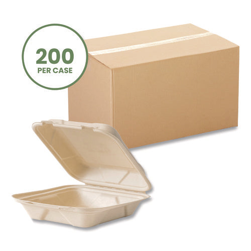 Nourish Molded Fiber Takeout Containers, Compostable, 7.9 X 7.9 X 2.9, White, Sugarcane, 200/carton