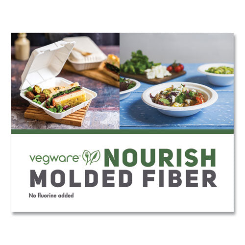 Nourish Molded Fiber Takeout Containers, Compostable, 9 X 9 X 3, Natural, Sugarcane, 200/carton