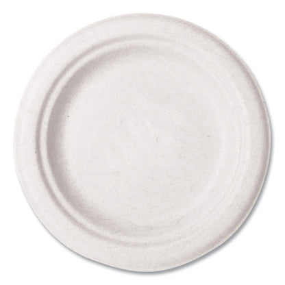 Molded Fiber Tableware, Compostable, Plate, Sugarcane, 6" Dia, White, 1,000/carton