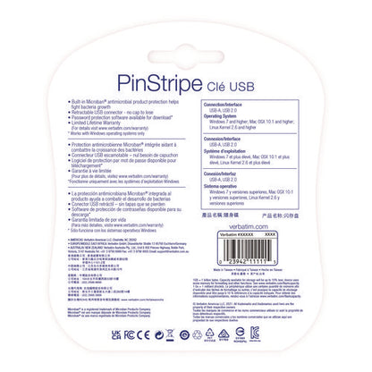 Pinstripe Usb 3.2 Flash Drive, 32 Gb, Assorted Colors, 5/pack