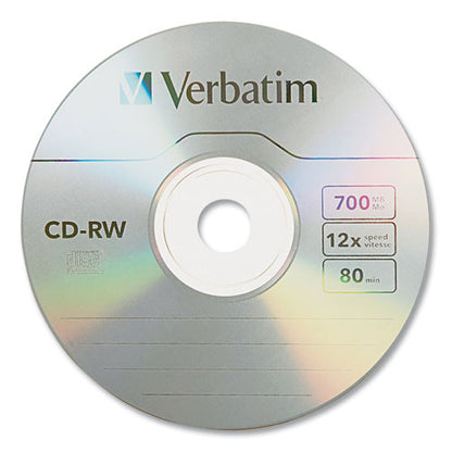 Cd-rw High-speed Rewritable Disc, 700 Mb/80 Min, 12x, Slim Jewel Case, Silver, 10/pack