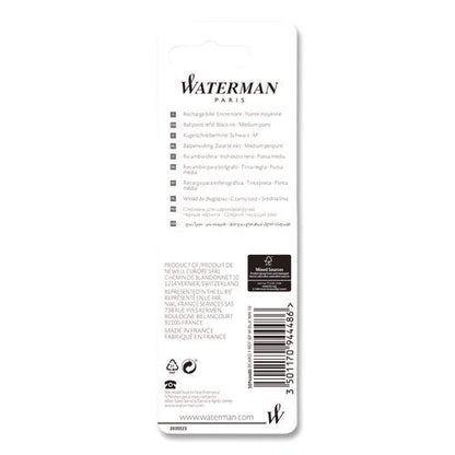 Refill For Waterman Ballpoint Pens, Medium Conical Tip, Black Ink
