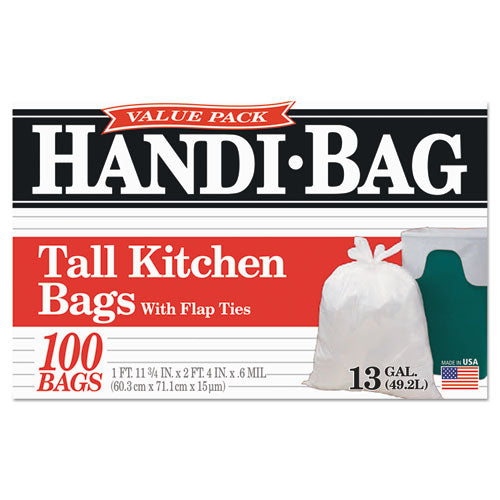 Super Value Pack Can Liners, 13 Gal, 0.6 Mil, 23.75" X 28", White, 100 Bags/box, 6 Boxes/carton