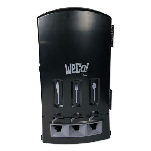 Trio Utensil Dispenser, Holds 100 Forks/100 Knives/100 Spoons, 13.39 X 15.75 X 23.62, Black