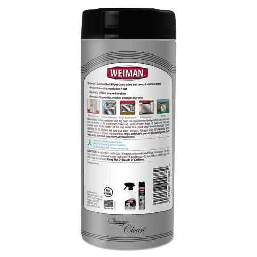 Stainless Steel Wipes, 1-ply, 7 X 8, White, 30/canister, 4 Canisters/carton