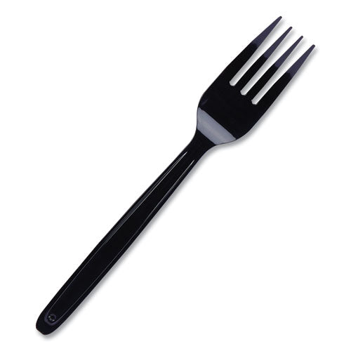 Cutlery For Cutlerease Dispensing System, Mediumweight Fork, Plastic, Black, 960/box