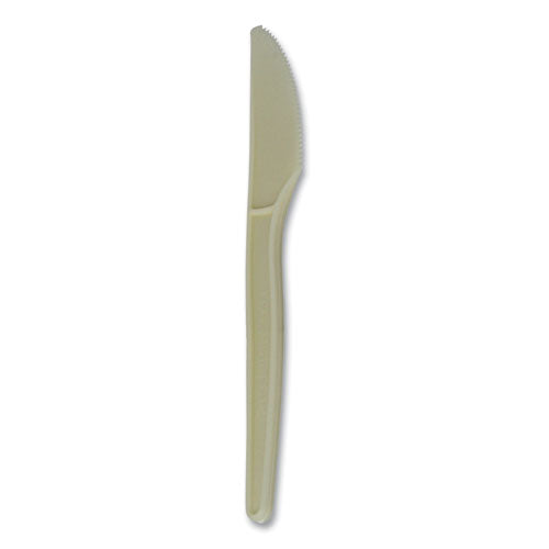 Ecosense Renewable Plant Starch Cutlery, Knife, Plastic, Cream, 50/pack