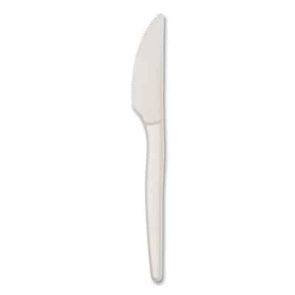 Ecosense Renewable Plant Starch Cutlery, Knife, Plastic, Cream, 50/pack, 20 Packs/carton