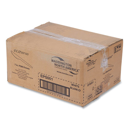 Ecosense Renewable Plant Starch Cutlery, Knife, Plastic, Cream, 50/pack, 20 Packs/carton