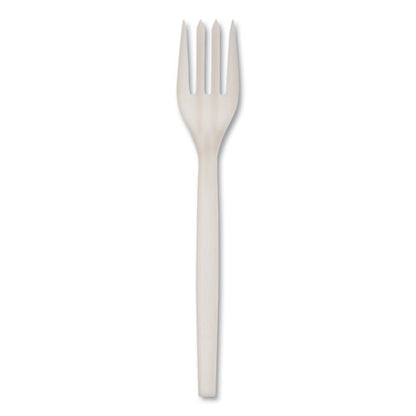 Ecosense Renewable Plant Starch Cutlery, Fork, Plastic, Cream, 50/pack, 20 Packs/carton