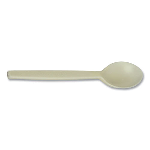 Ecosense Renewable Plant Starch Cutlery, Spoon, Plastic, Cream, 50/pack
