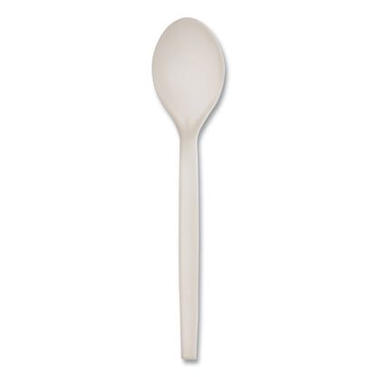 Ecosense Renewable Plant Starch Cutlery, Spoon, Plastic, Cream, 50/pack, 20 Packs/carton