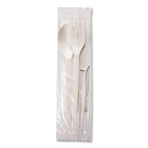 Ecosense Renewable Psm Wrapped Cutlery Kit, Fork/knife/napkin/spoon, Plastic, White, 250/carton