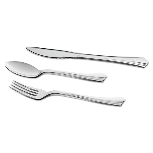 Reflections Heavyweight Plastic Utensils, Fork, Silver, 40/pack